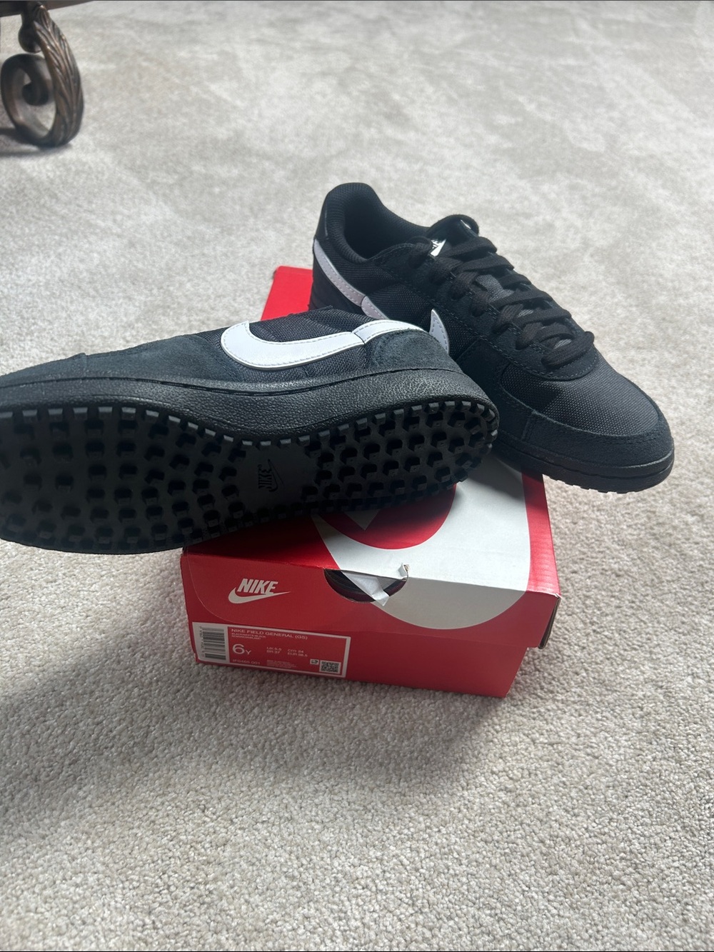Nike Black Field General Sneakers with White Swoosh - Picture 2 of 4